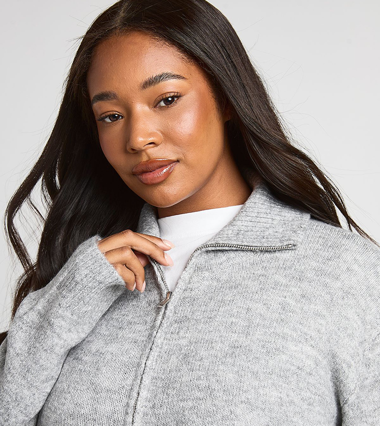 Curve Soft Knit Zip-Through Knitted Jacket