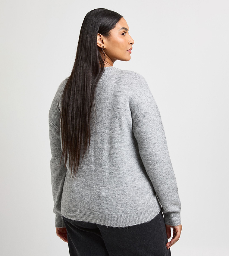 Curve Knitted V-Neck Sweater