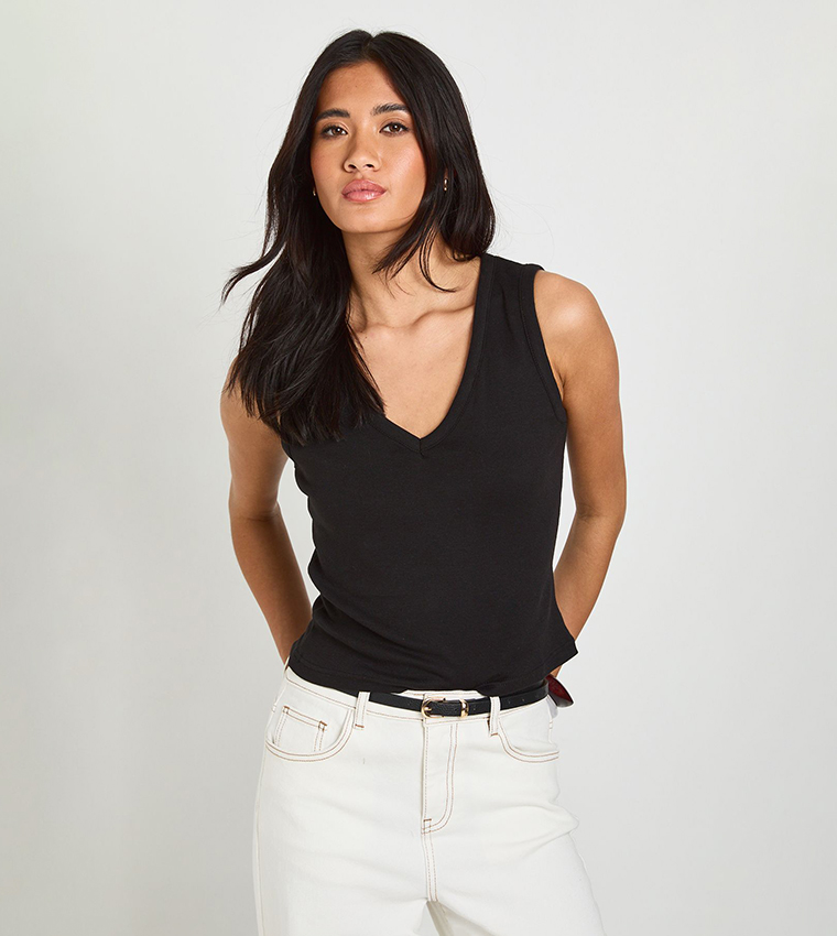 Solid V-Neck Vest Top
