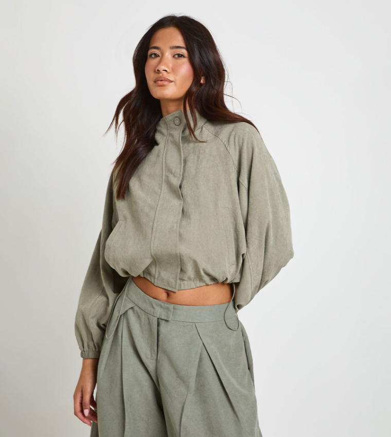 Solid High Neck Peached Jacket