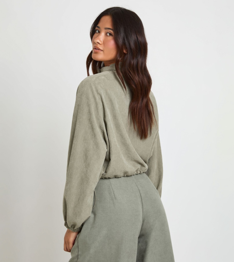 Solid High Neck Peached Jacket