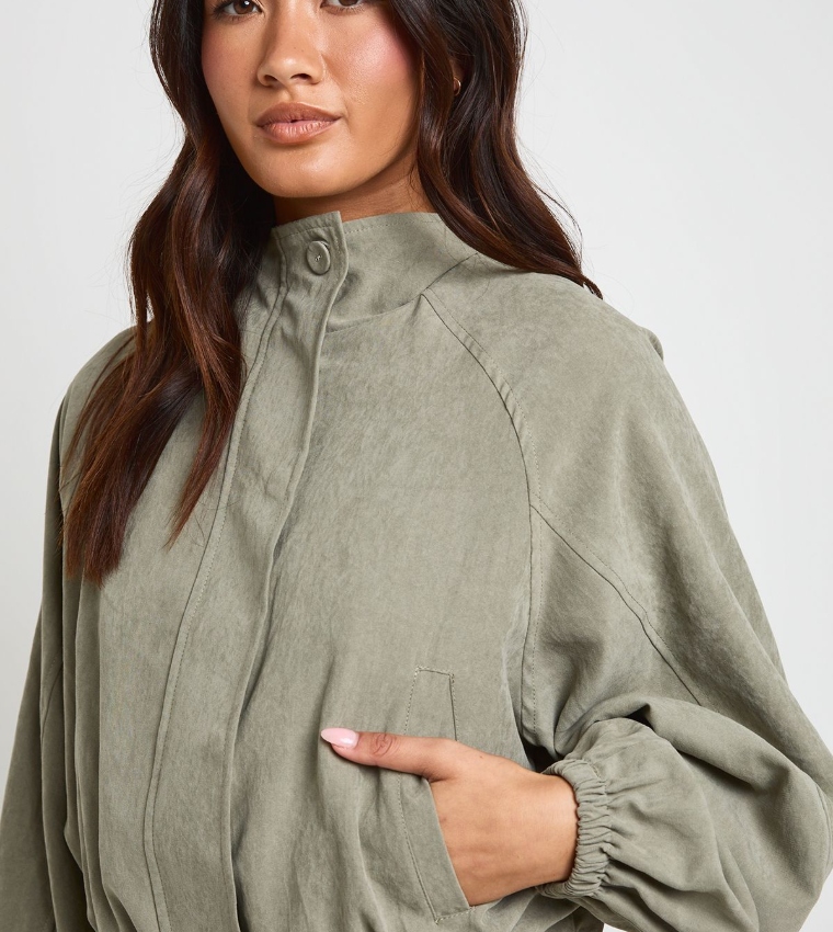 Solid High Neck Peached Jacket