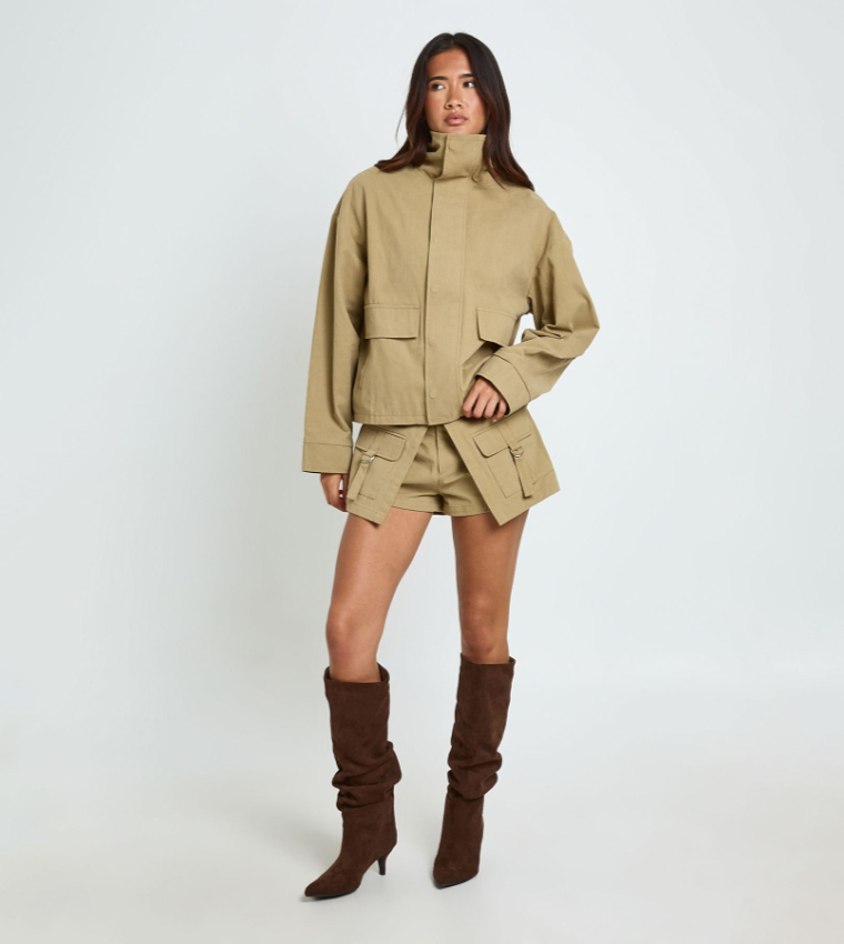 boohoo  Casual Jackets - Khaki Casual Jackets