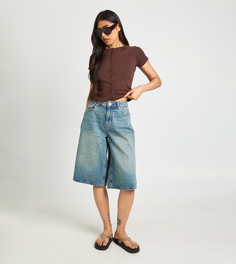 بوهو  توبات قصيرة - بني  Cropped Tops