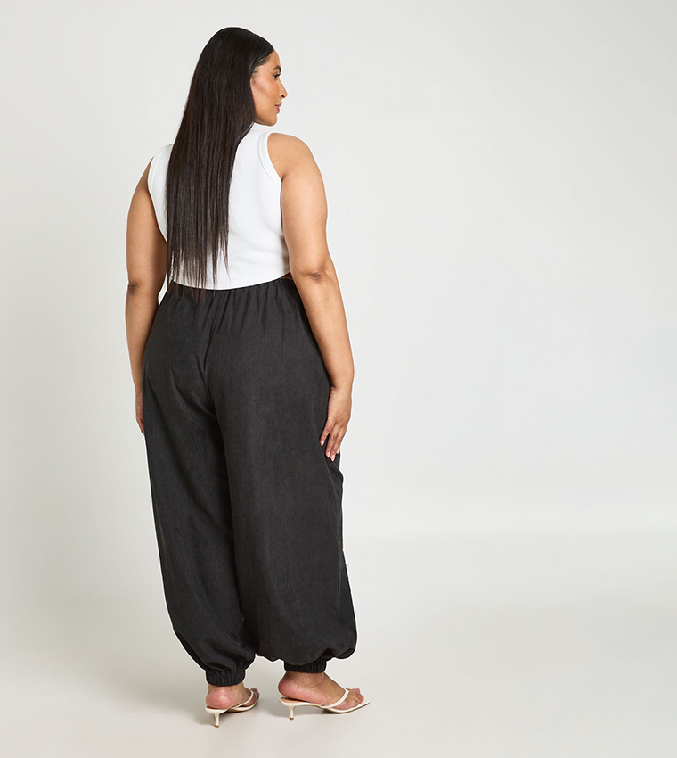 Curve Drawstring Waist Cuffed Balloon Fit Trousers