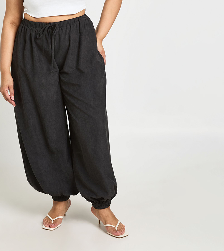 Curve Drawstring Waist Cuffed Balloon Fit Trousers