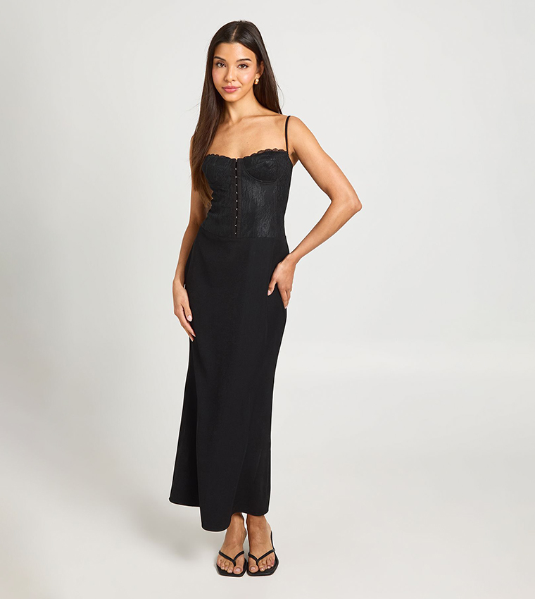 Lace Cupped Corset Midaxi Dress
