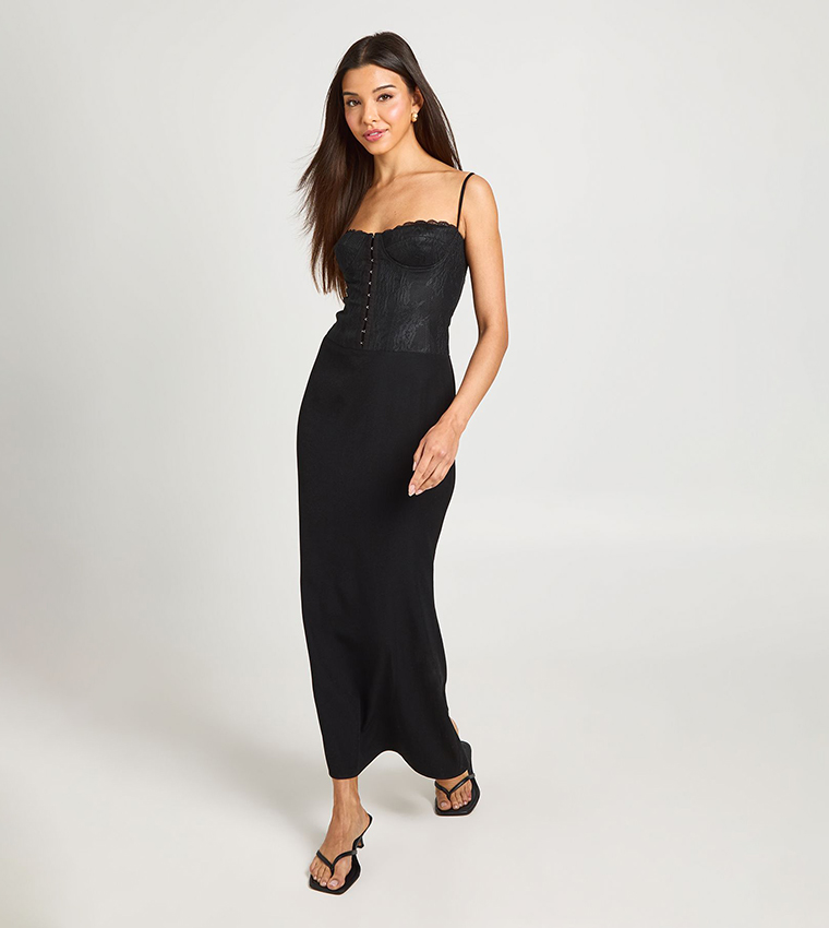Lace Cupped Corset Midaxi Dress
