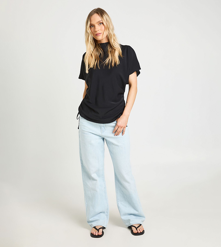 Petite Loose Ruched Side Top