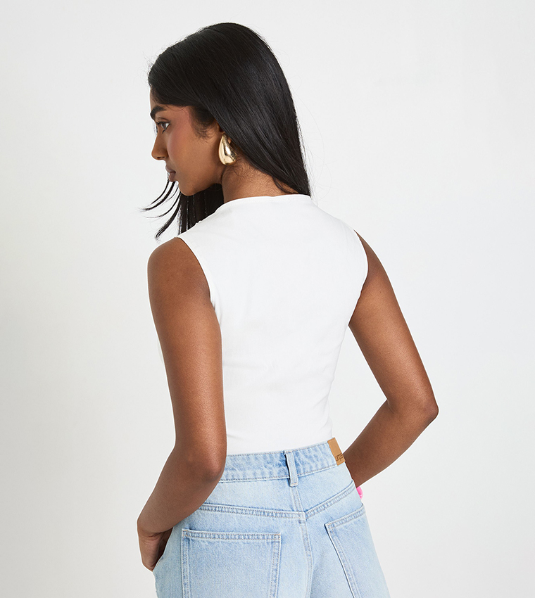 Solid Plunge Corset Crop Top