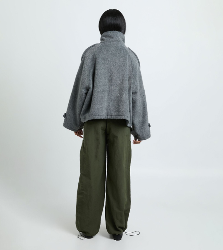 High Neck Wool Look Jacket