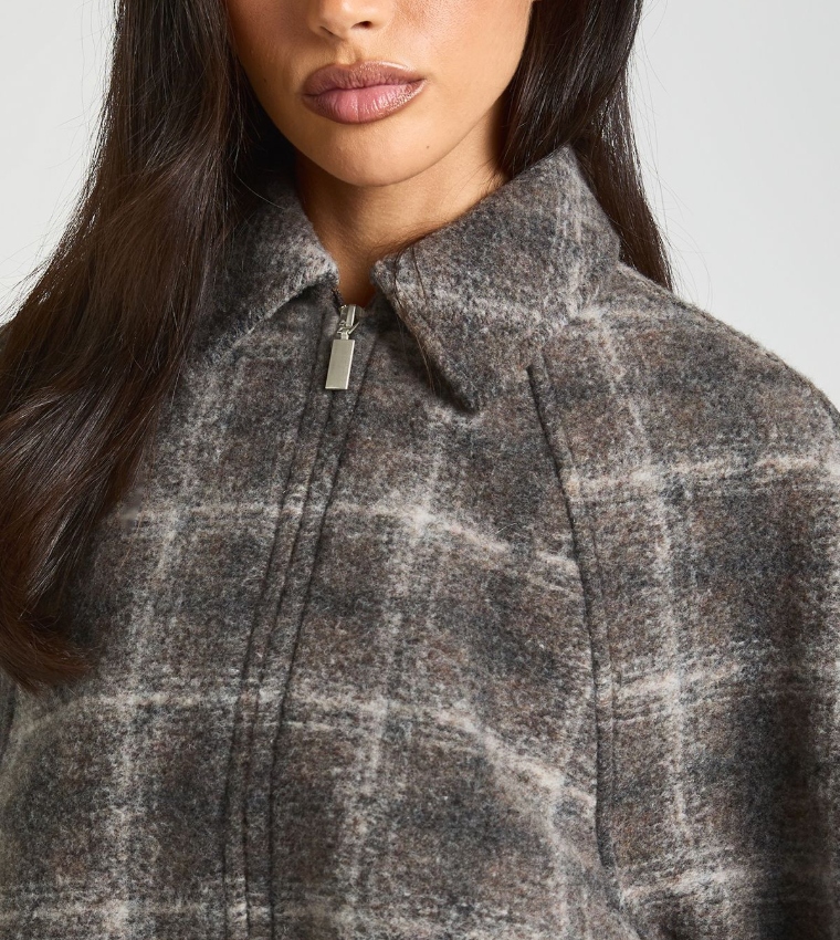 Collared Wool Look Bomber Jacket