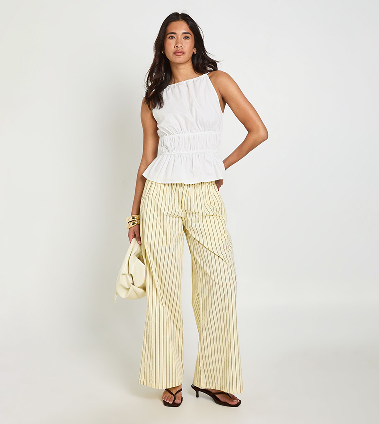 Poplin Tiered Peplum Sleeveless Top