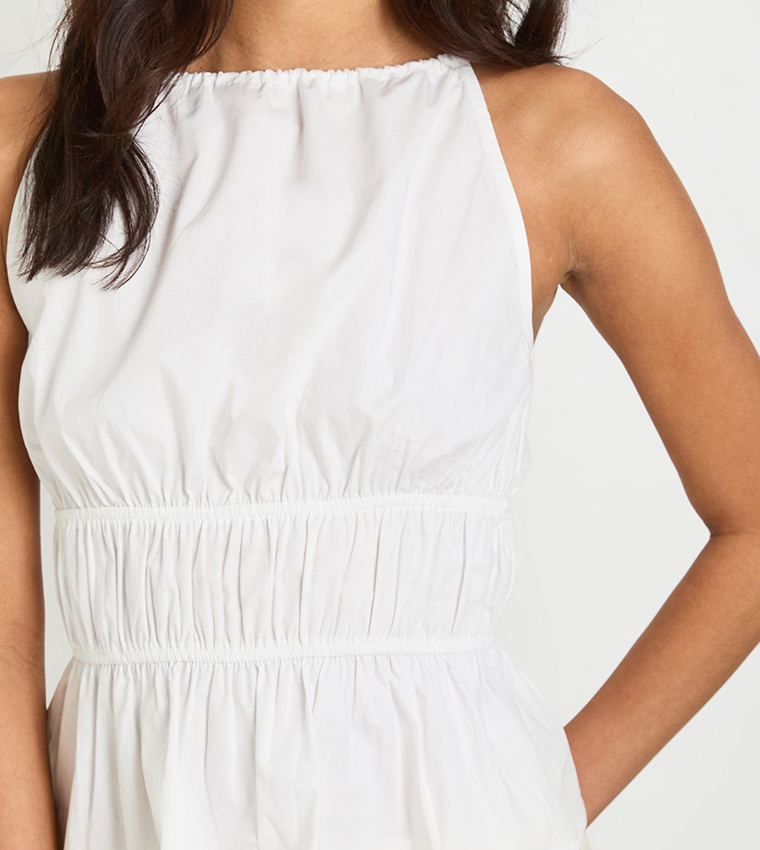 Poplin Tiered Peplum Sleeveless Top