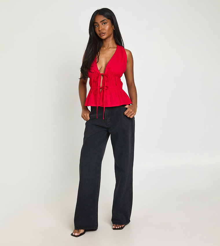 بوهو  توبات بلا أكمام  - أحمر Sleeveless Tops
