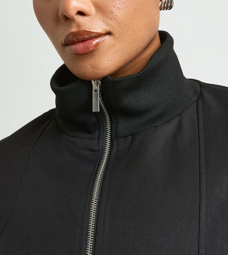 Curve High Neck Zip Through Bomber Jacket