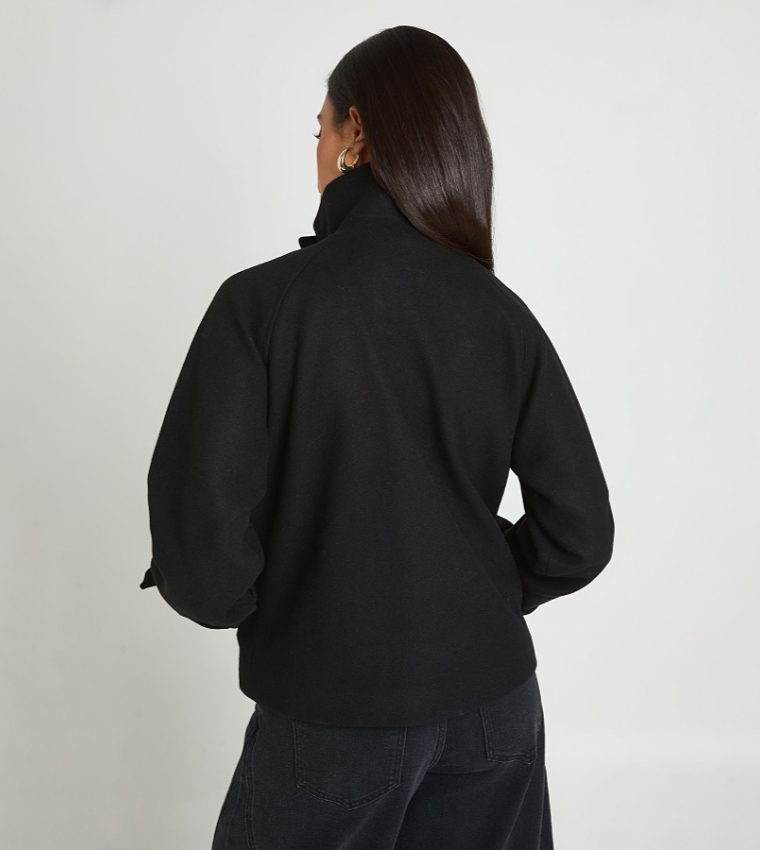 High Neck Wool Look Jacket