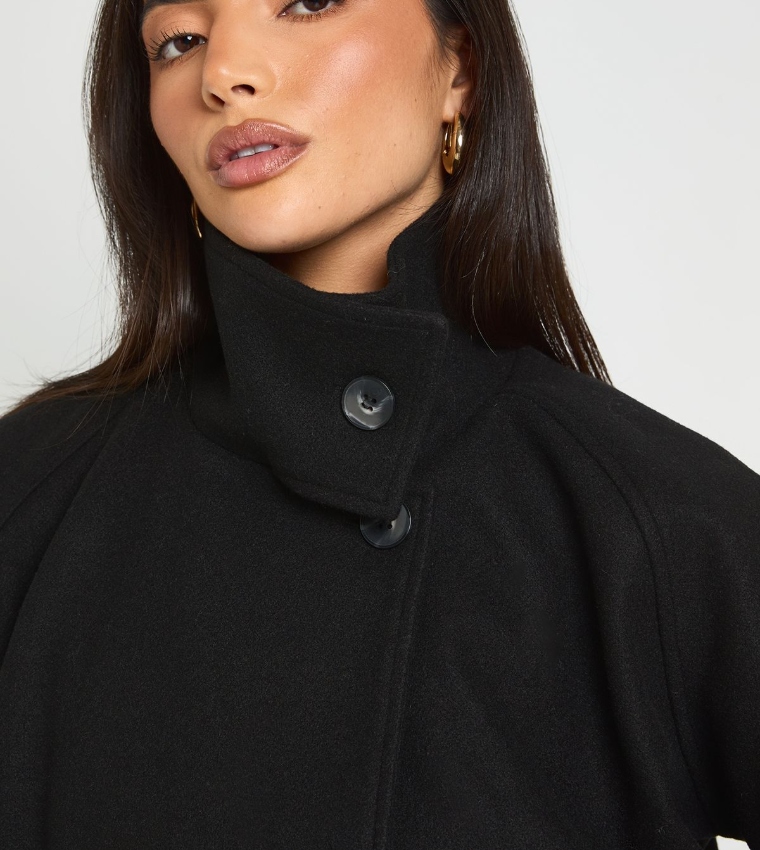 High Neck Wool Look Jacket