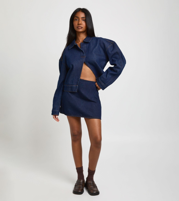 Washed Split Front Denim Shirt