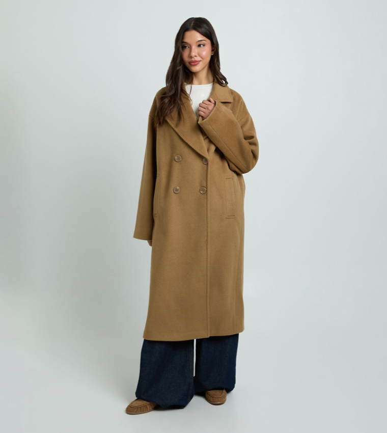 Double Breasted Wool Look Overcoat