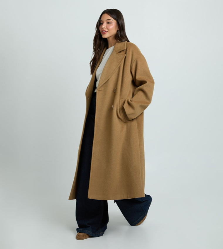 Double Breasted Wool Look Overcoat