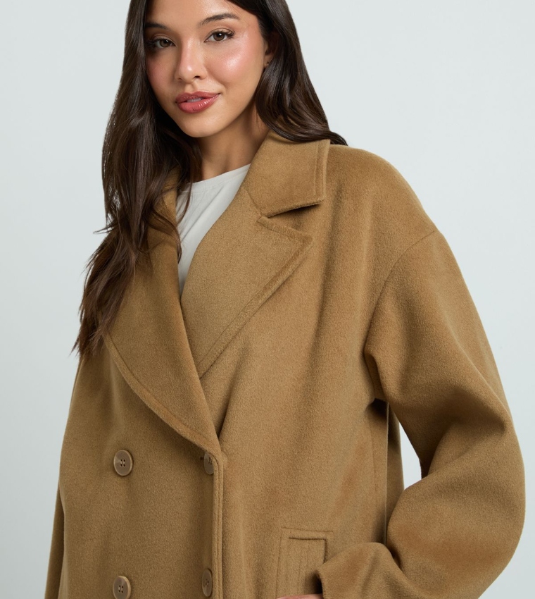 Double Breasted Wool Look Overcoat