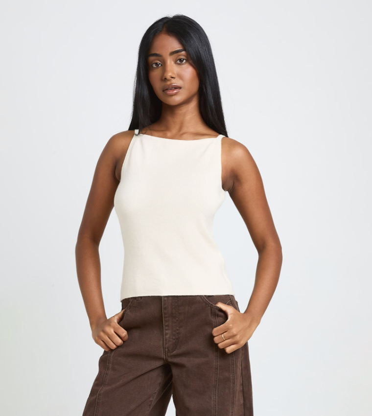 بوهو  توبات بلا أكمام  - كريمي  Sleeveless Tops