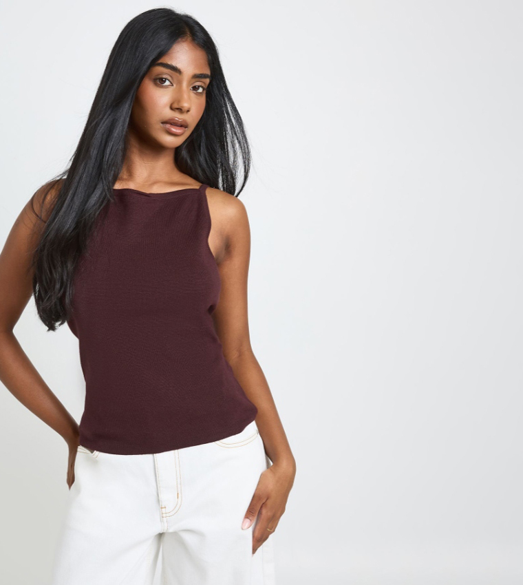 boohoo  Sleeveless Tops - Brown Sleeveless Tops