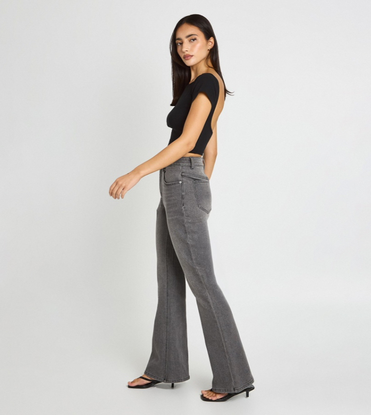 Washed High Waist Flared Jeans