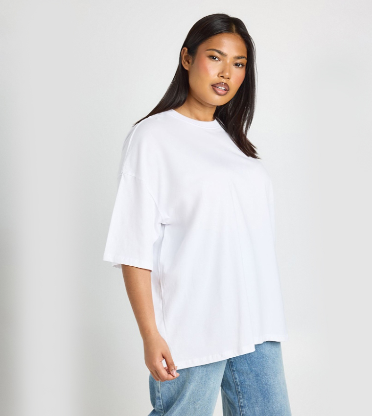 Curve Solid Oversized T-Shirt
