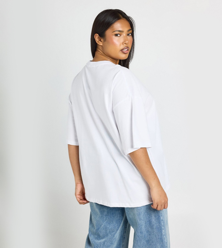 Curve Solid Oversized T-Shirt
