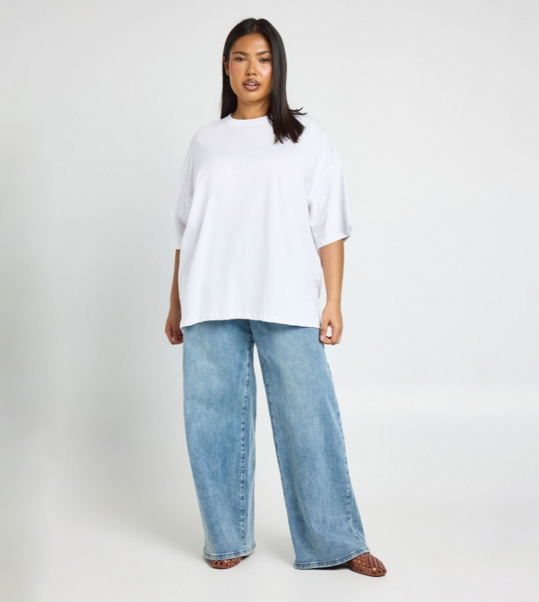 Curve Solid Oversized T-Shirt