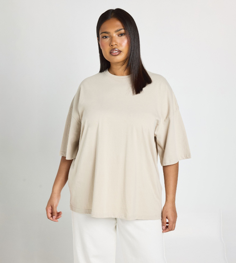 Curve Solid Oversized T-Shirt