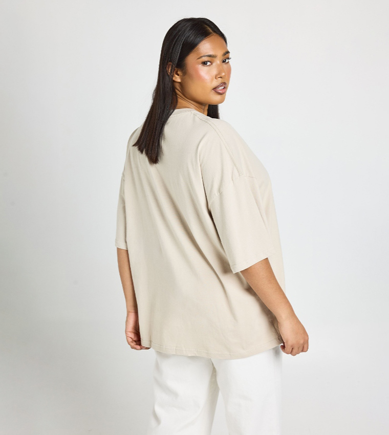 Curve Solid Oversized T-Shirt
