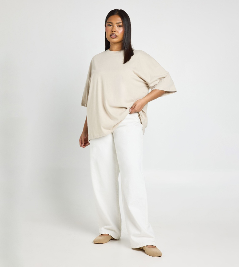 Curve Solid Oversized T-Shirt