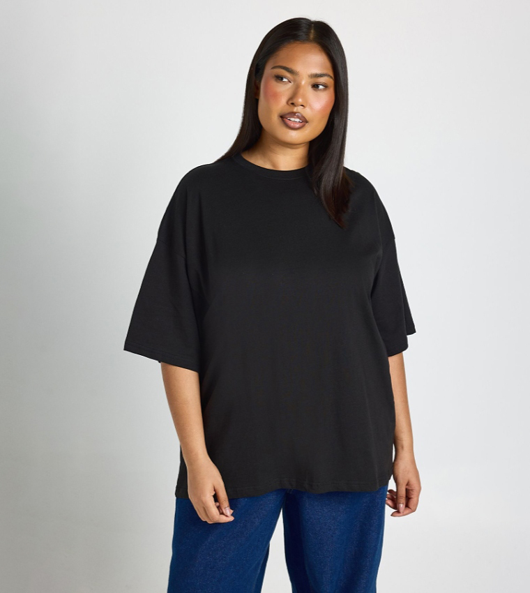 Curve Solid Oversized T-Shirt
