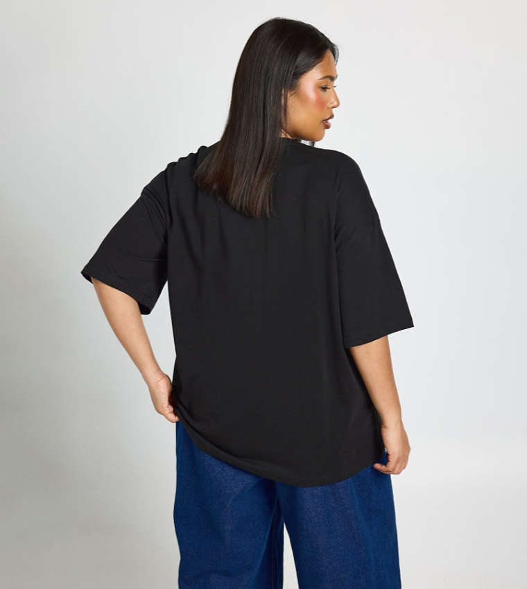 Curve Solid Oversized T-Shirt