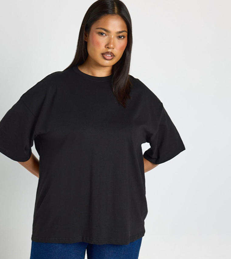 Curve Solid Oversized T-Shirt
