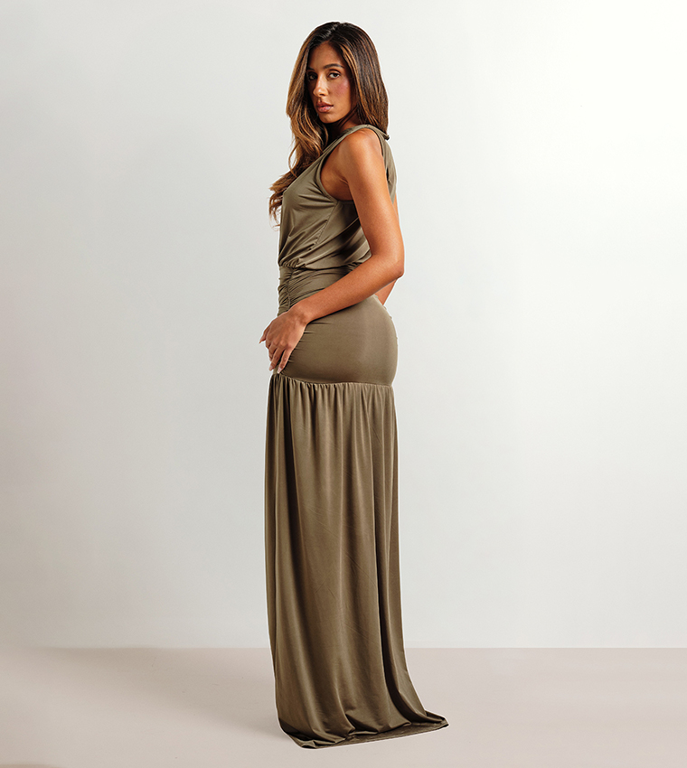 Super Soft Ruched Drop Waist Maxi Dress