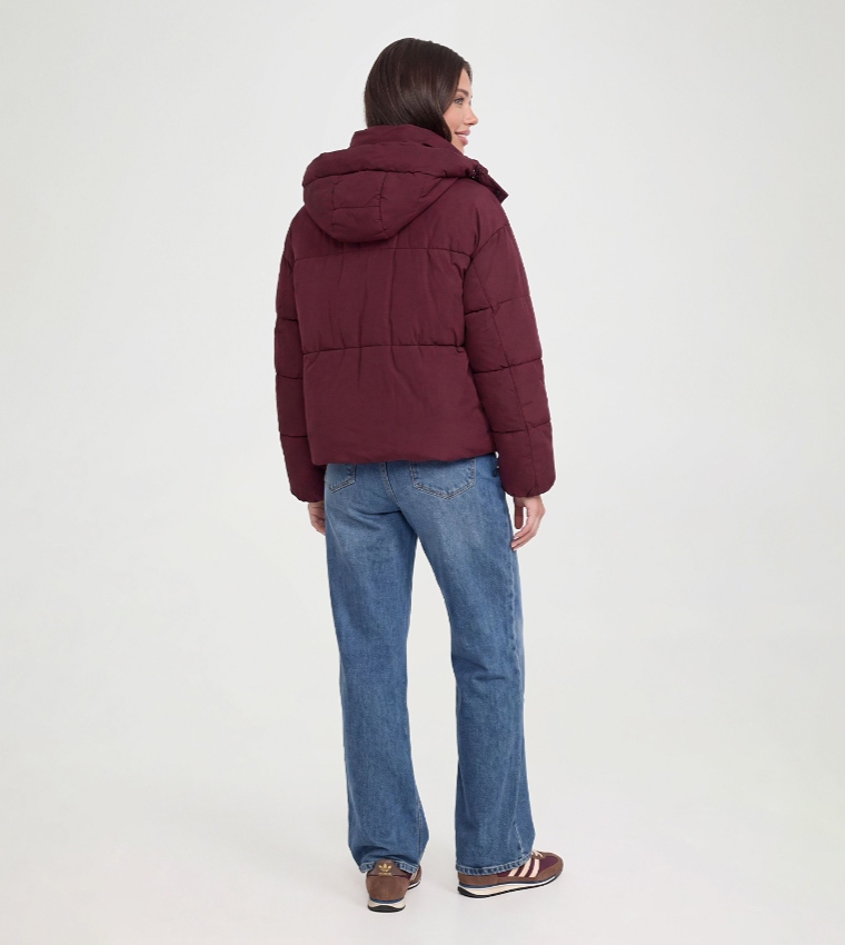 Solid Hooded Puffer Jacket