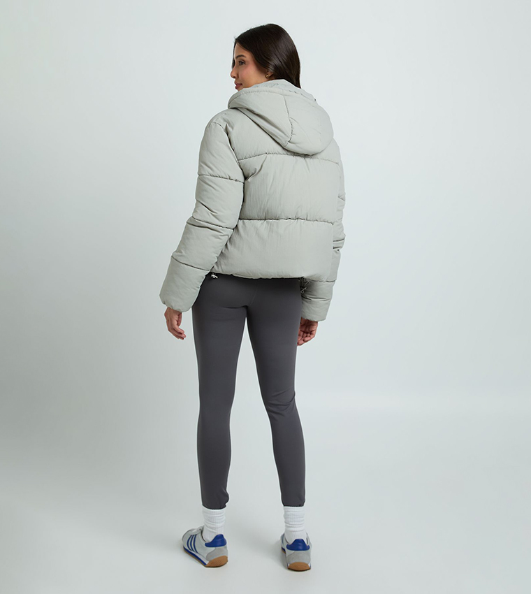 Solid Hooded Puffer Jacket