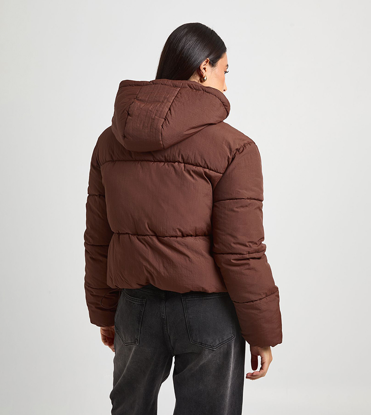 Solid Hooded Puffer Jacket