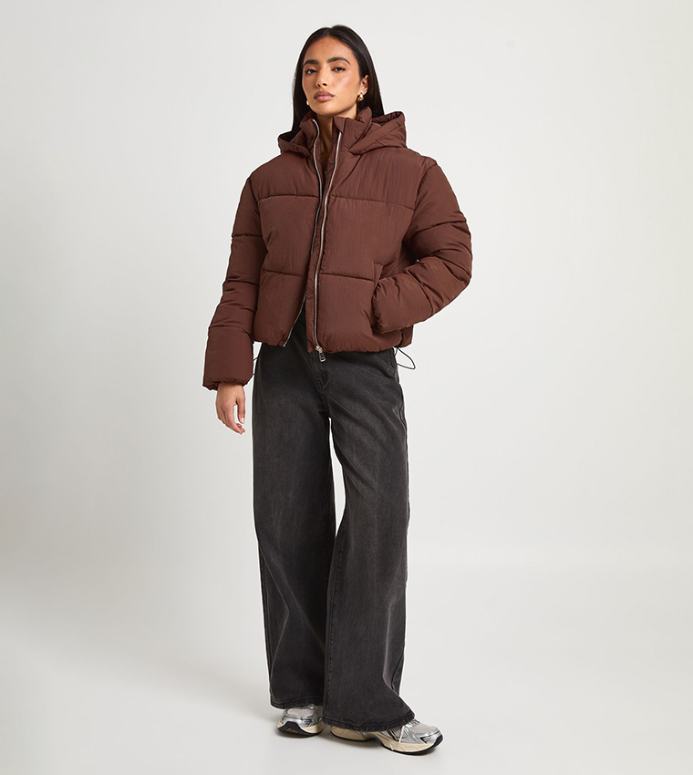 Solid Hooded Puffer Jacket