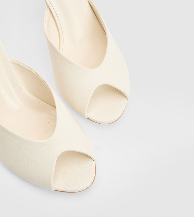 Solid Peep Toe Heeled Sandals
