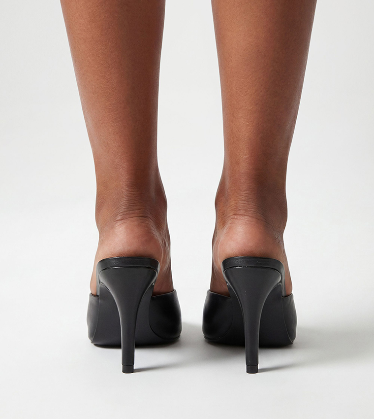 Solid Peep Toe Heeled Sandals