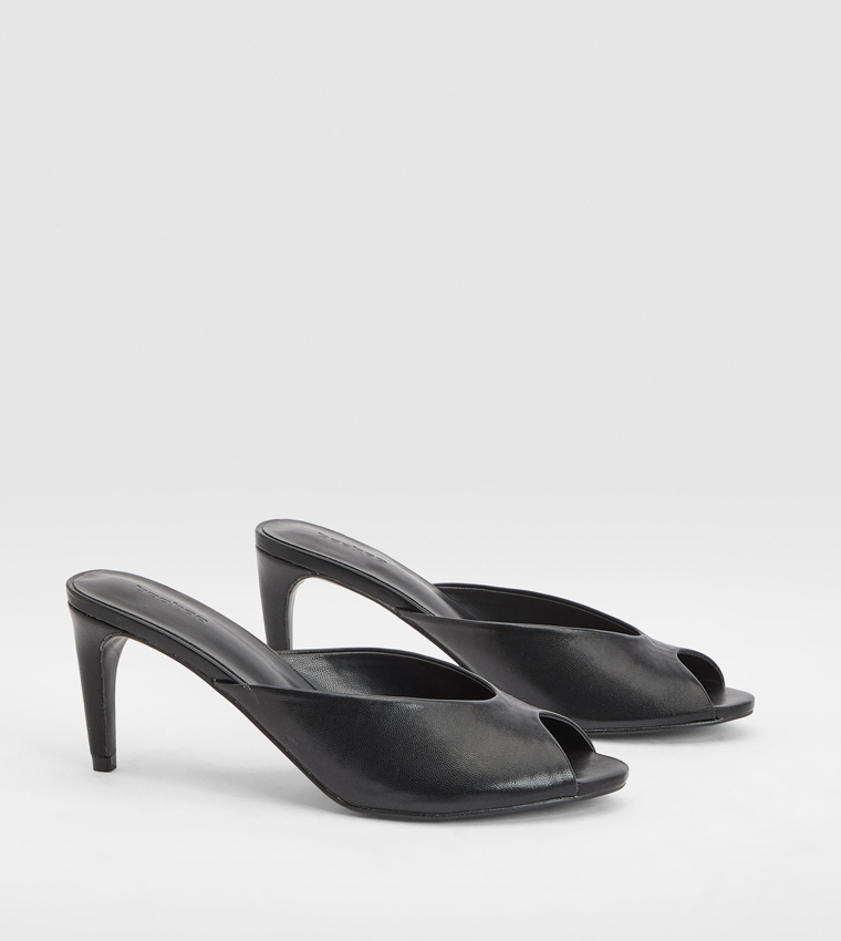 Solid Peep Toe Heeled Sandals