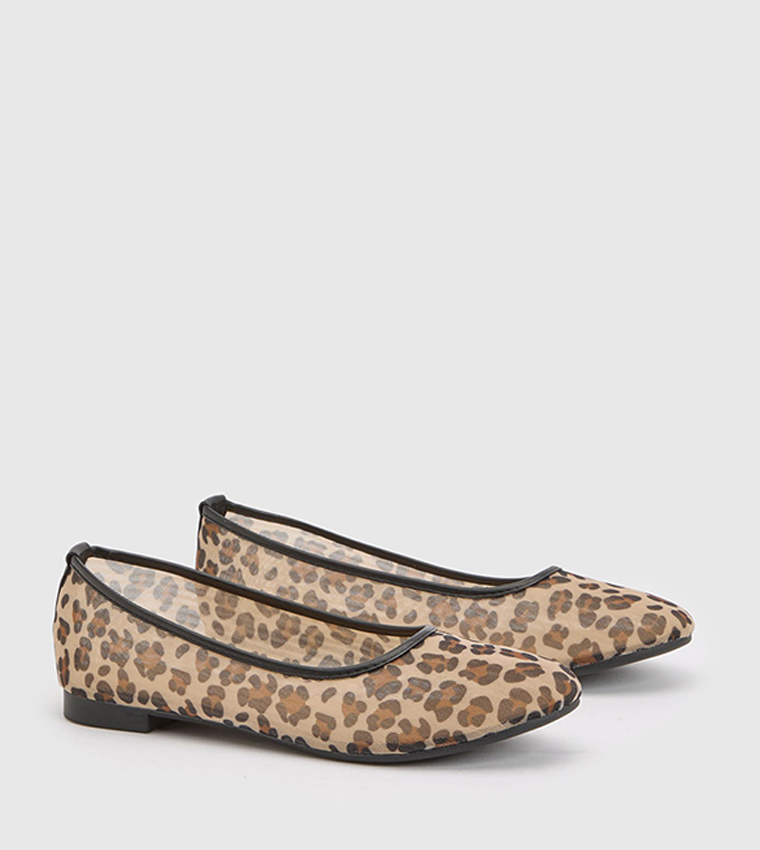 Leopard Print Mesh Ballerinas