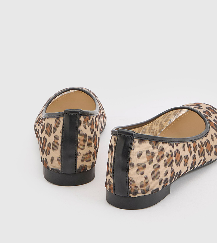 Leopard Print Mesh Ballerinas