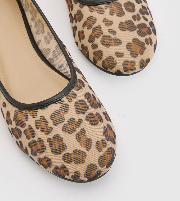 Leopard Print Mesh Ballerinas