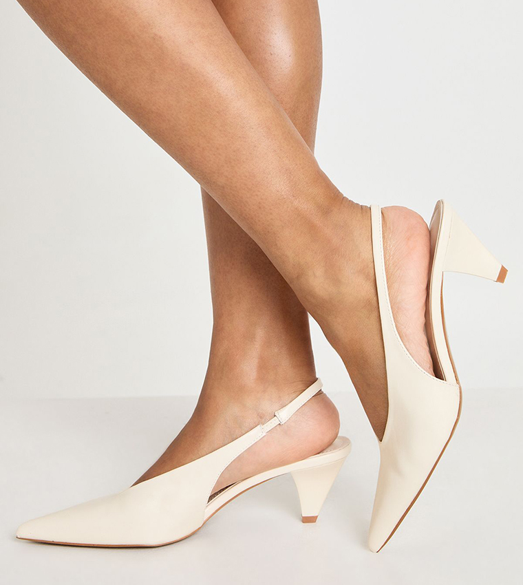 Solid Low Heel Slingback Pumps